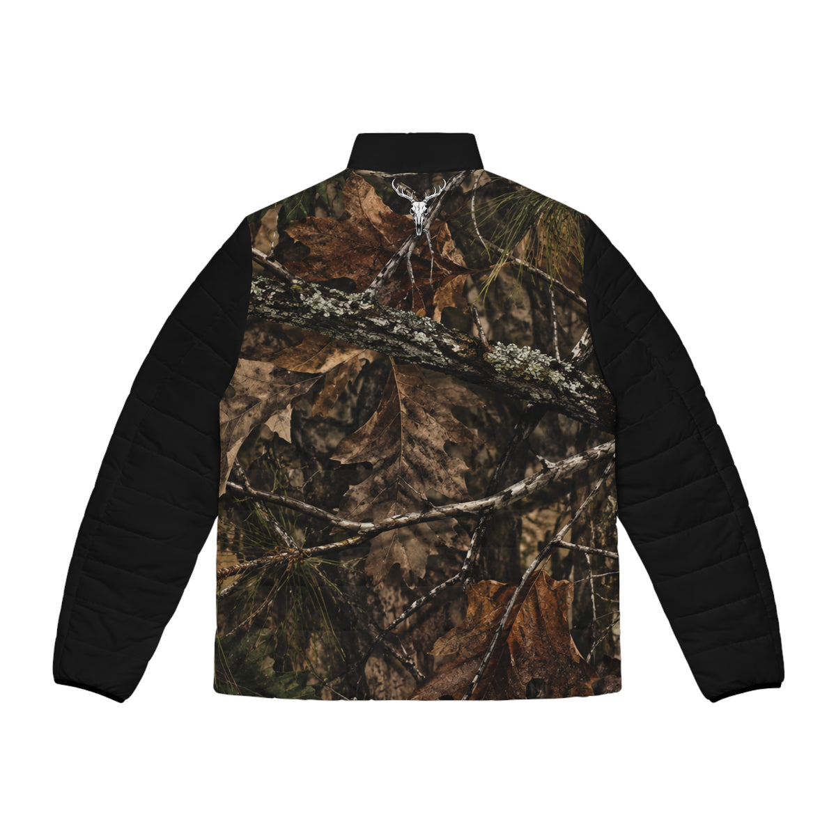 Woodland Camo “One $hot” Men's Puffer Jacket (AOP)
