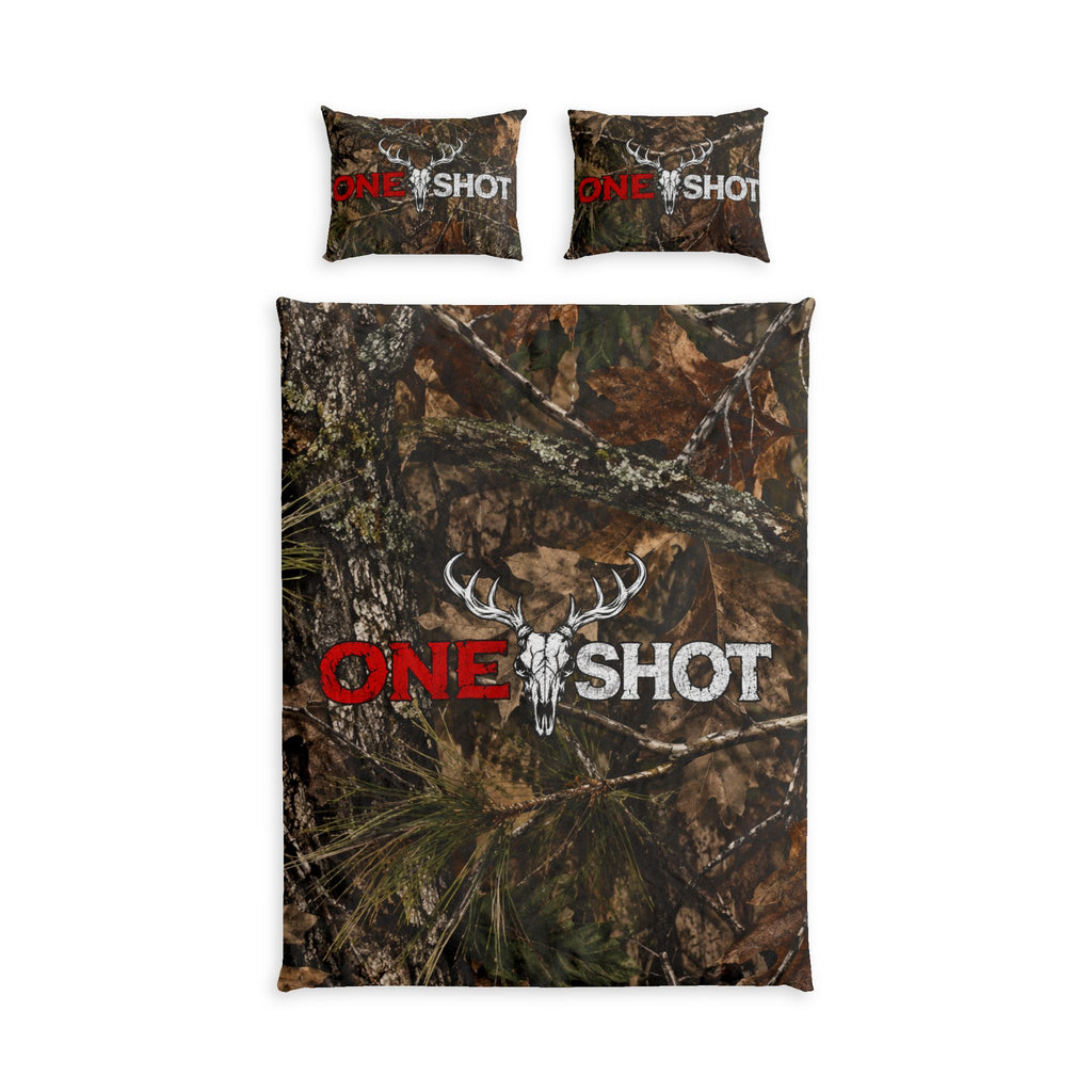 “One $hot” Woodland Camo Bed Set