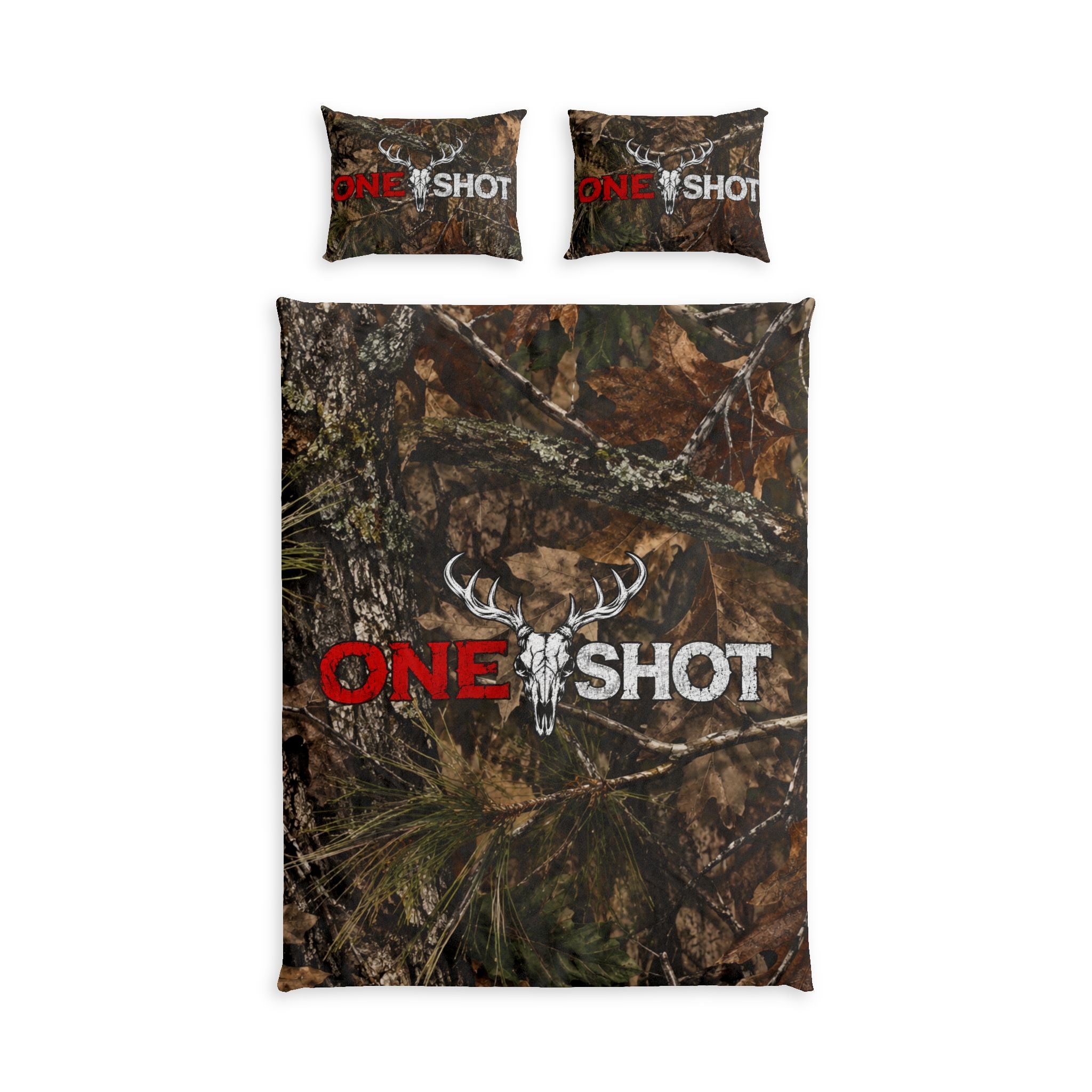 “One $hot” Woodland Camo Bed Set