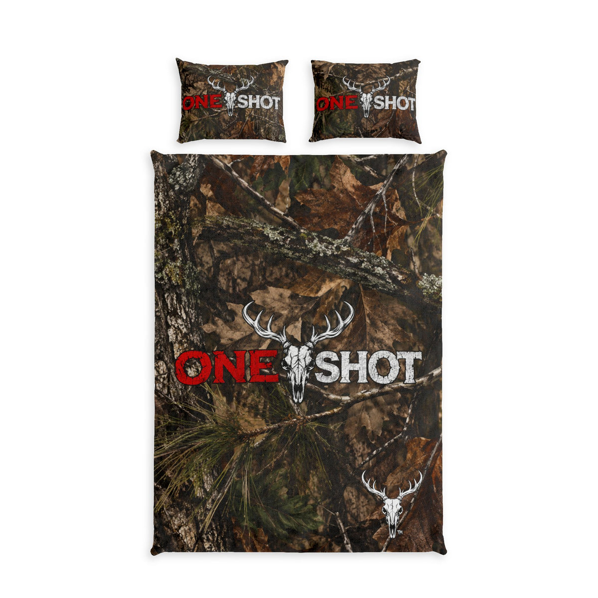 “One $hot” Woodland Camo Bed Set