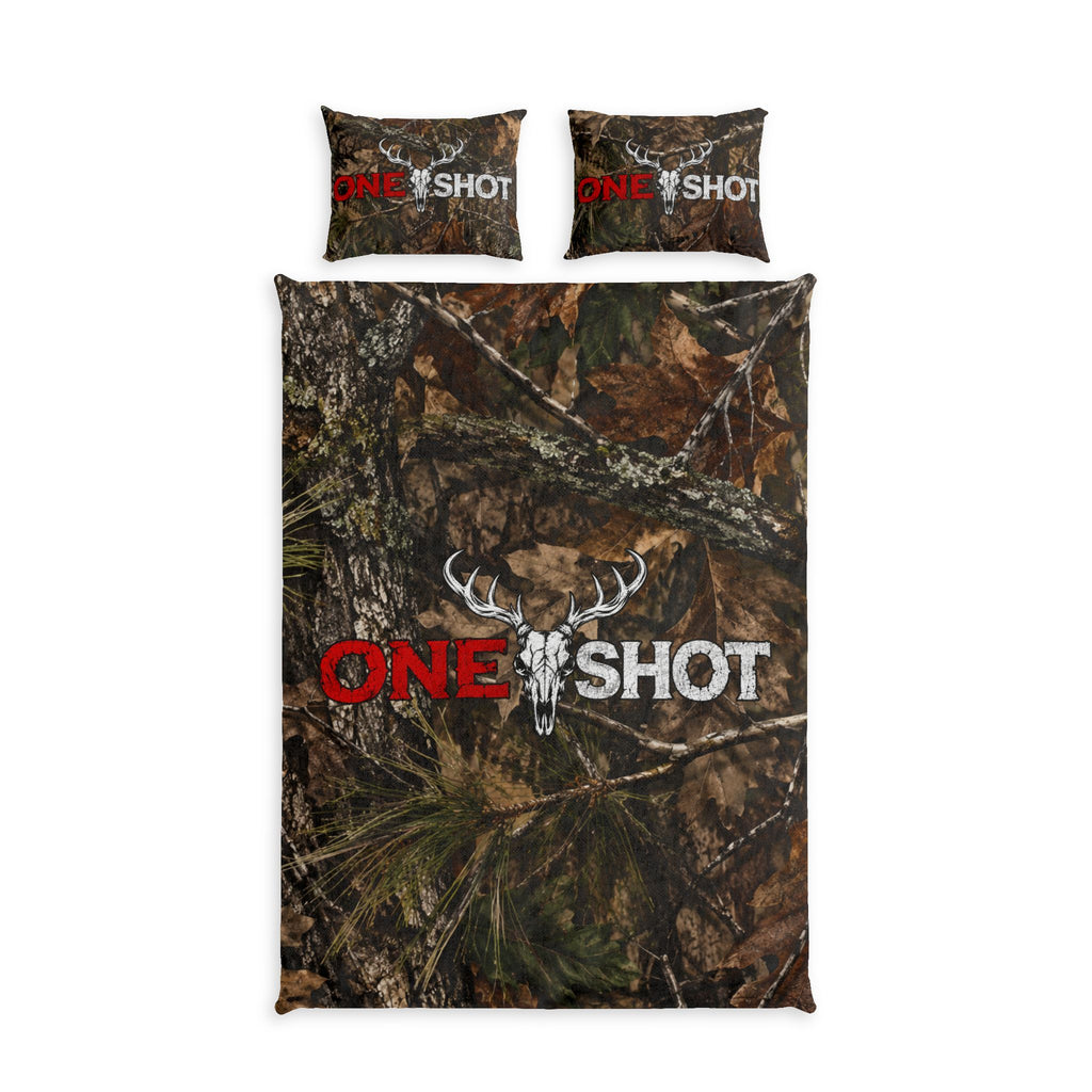 “One $hot” Woodland Camo Bed Set