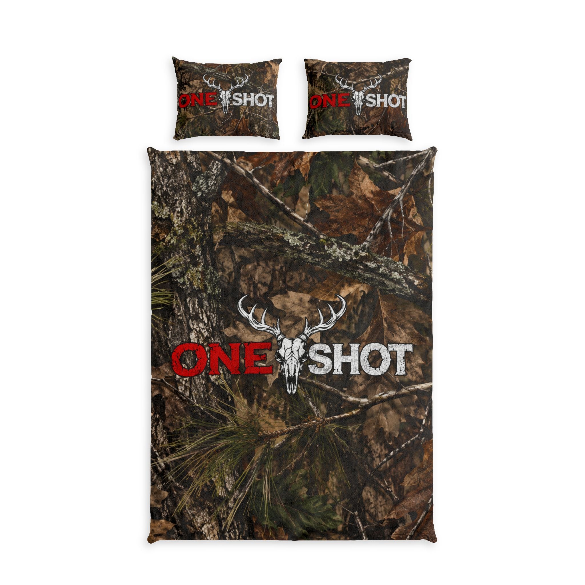 “One $hot” Woodland Camo Bed Set