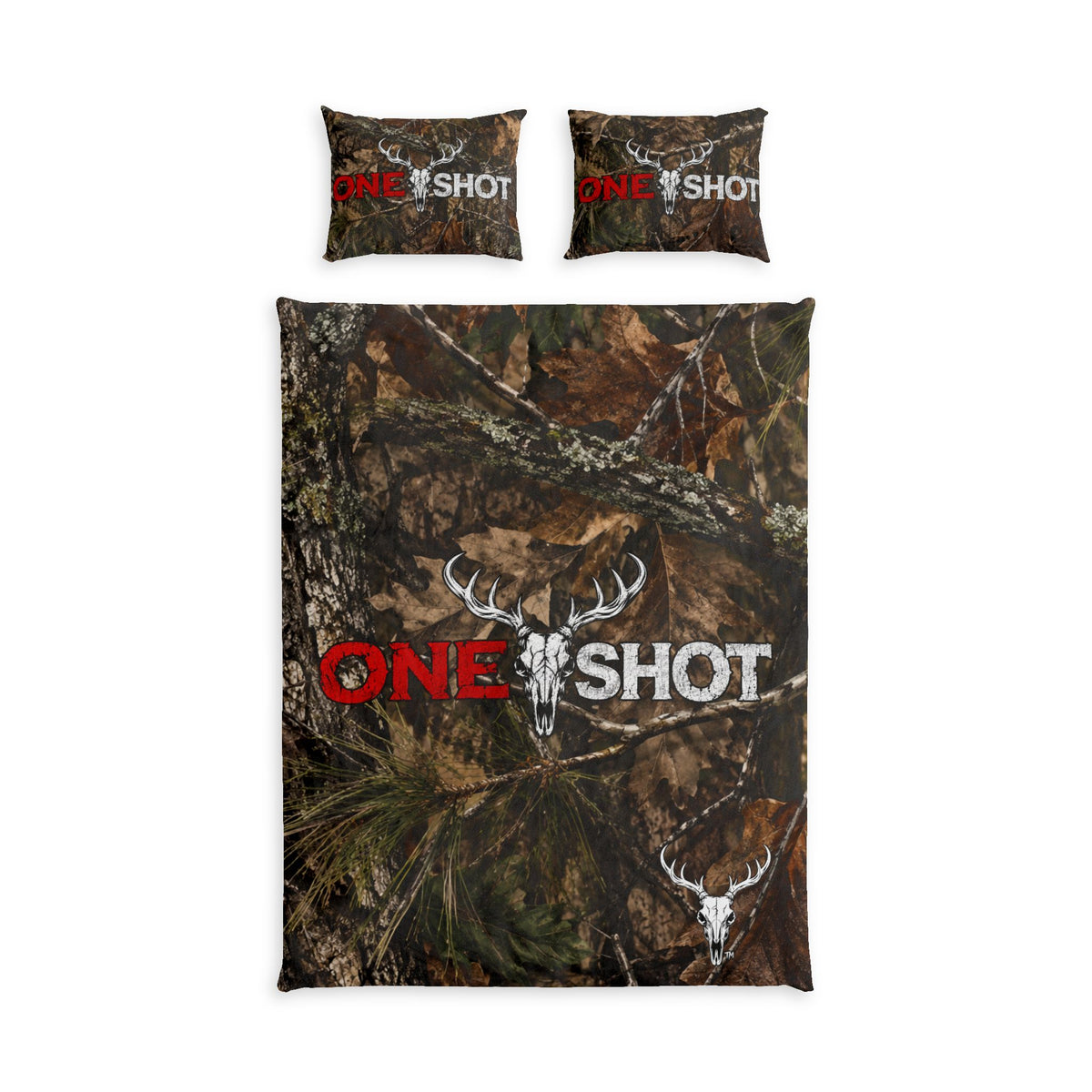 “One $hot” Woodland Camo Bed Set